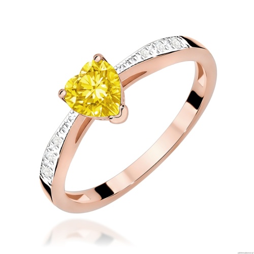 Pierścionek W0065 Diament Laboratoryjny żółty 0,50ct różowe złoto