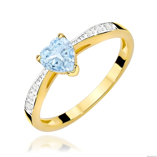 Pierścionek W0065 Diament Laboratoryjny niebieski 0,50ct żółte złoto
