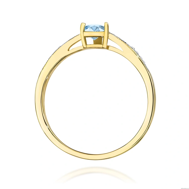 Pierścionek W0065 Diament Laboratoryjny niebieski 0,50ct żółte złoto