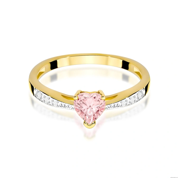 Pierścionek W0065 Diament Laboratoryjny różowy 0,50ct żółte złoto
