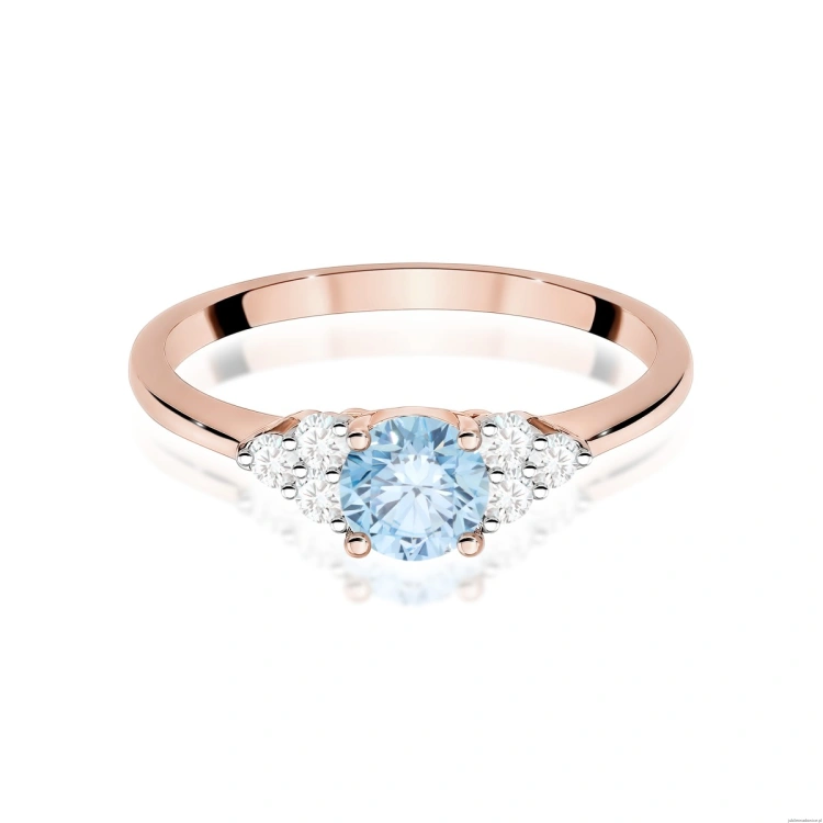 Pierścionek W0451 Diament Laboratoryjny niebieski 0,50ct różowe złoto