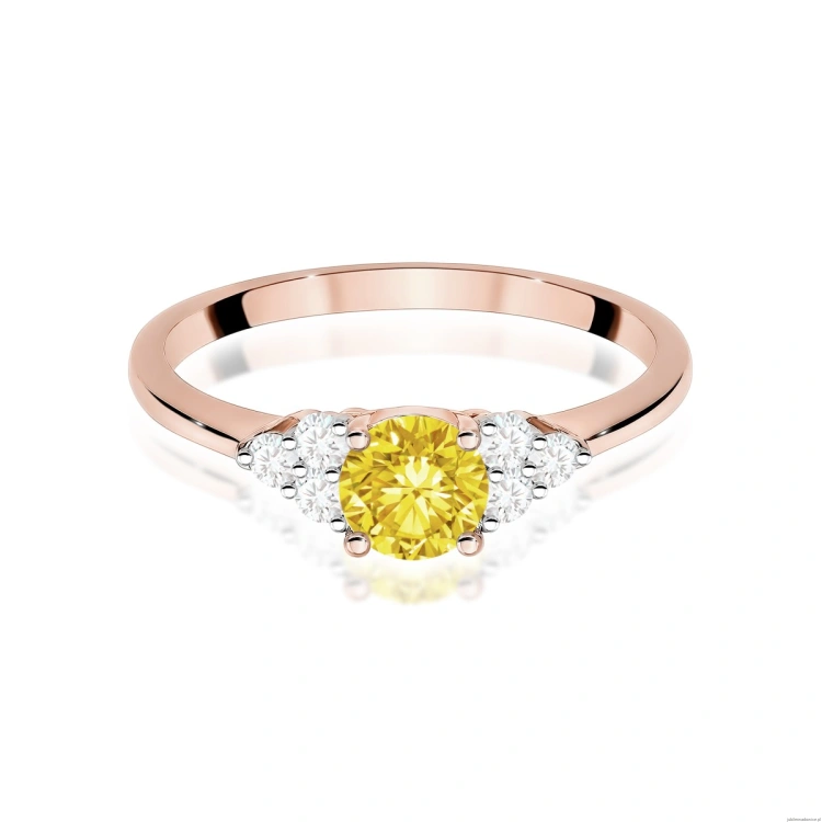 Pierścionek W0451 Diament Laboratoryjny żółty 0,50ct różowe złoto