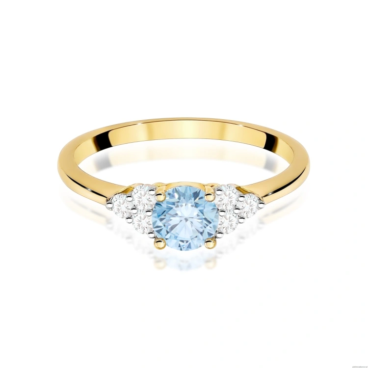 Pierścionek W0451 Diament Laboratoryjny niebieski 0,50ct żółte złoto