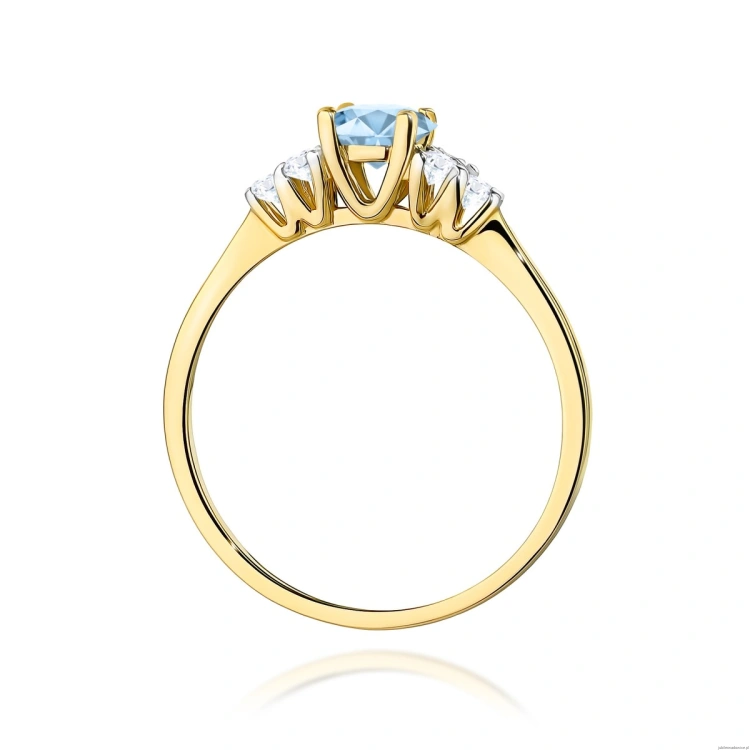 Pierścionek W0451 Diament Laboratoryjny niebieski 0,50ct żółte złoto