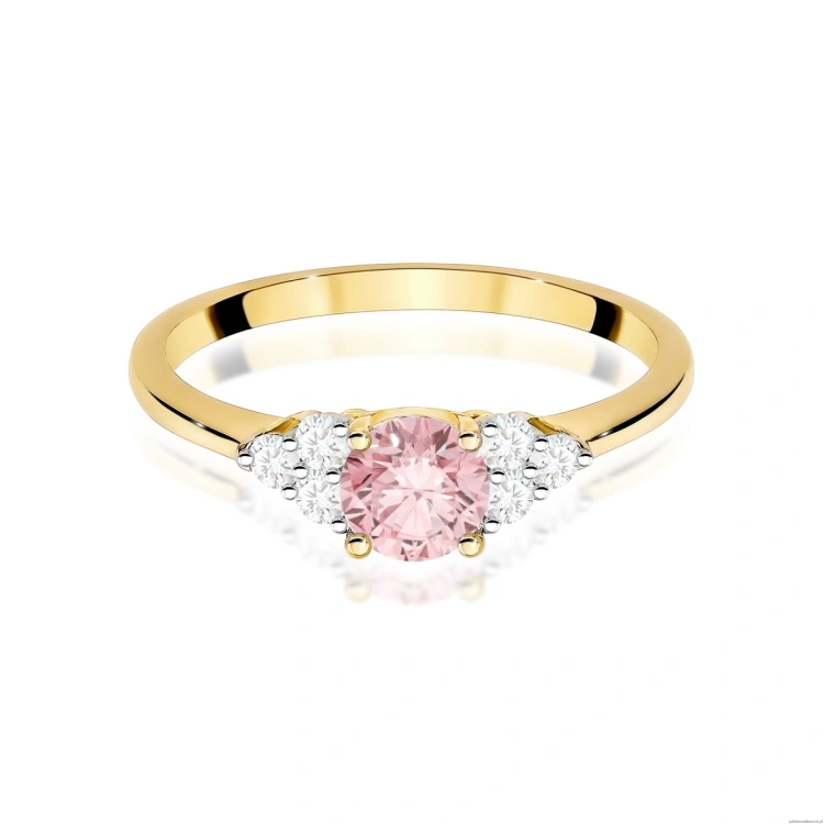 Pierścionek W0451 Diament Laboratoryjny różowy 0,50ct żółte złoto