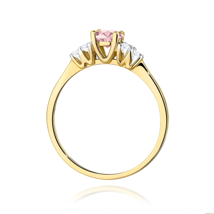 Pierścionek W0451 Diament Laboratoryjny różowy 0,50ct żółte złoto