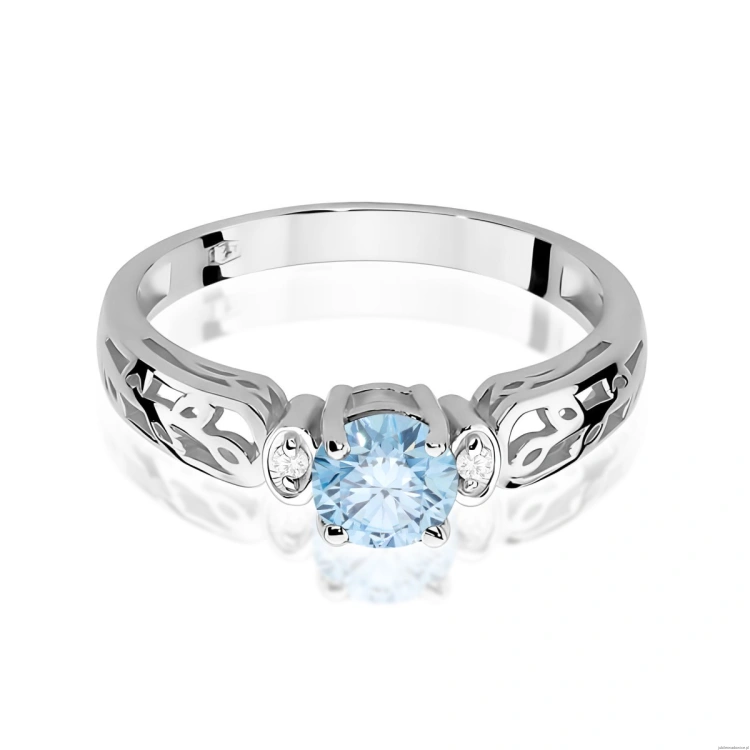 Pierścionek W0014 Diament Laboratoryjny niebieski 0,50ct białe złoto 375