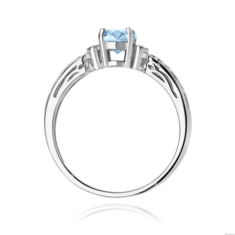 Pierścionek W0014 Diament Laboratoryjny niebieski 0,50ct białe złoto 375