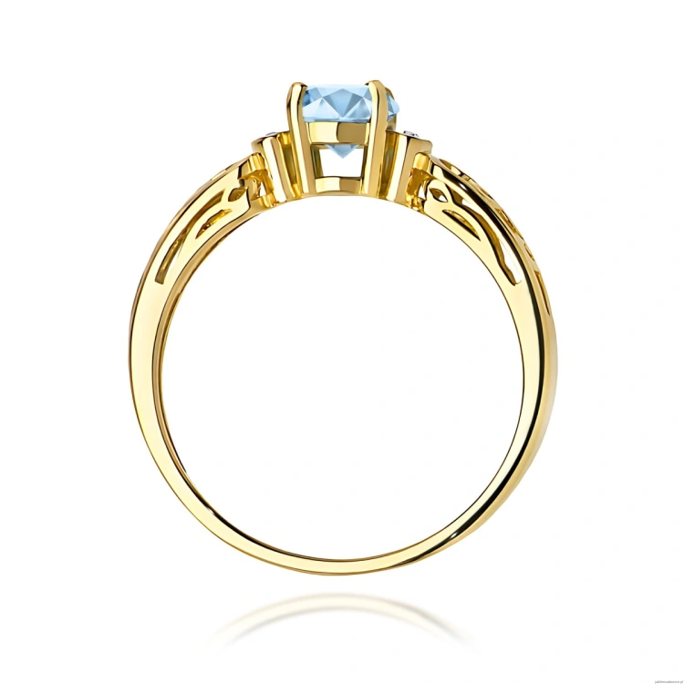 Pierścionek W0014 Diament Laboratoryjny niebieski 0,50ct żółte złoto 375