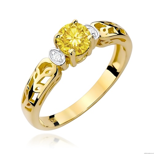 Pierścionek W0014 Diament Laboratoryjny żółty 0,50ct żółte złoto 375
