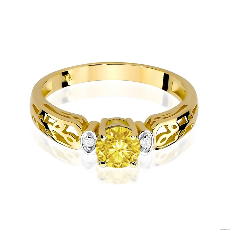 Pierścionek W0014 Diament Laboratoryjny żółty 0,50ct żółte złoto 375