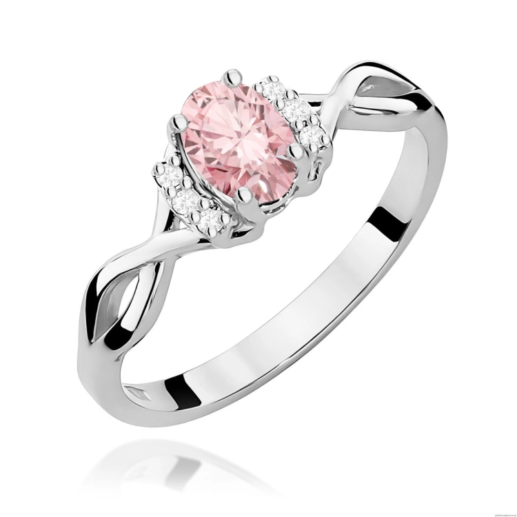 Pierścionek W0019 Diament Laboratoryjny różowy 0,50ct białe złoto 375
