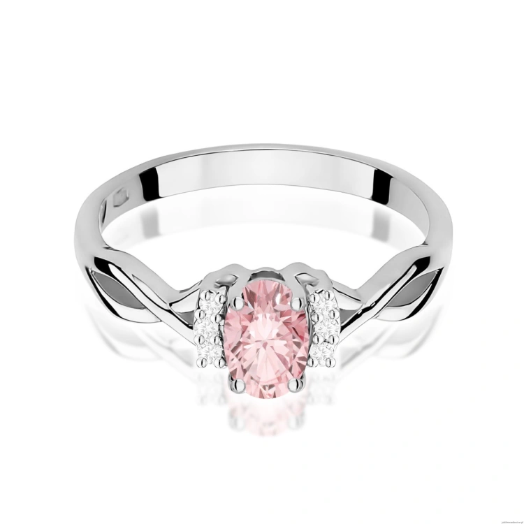 Pierścionek W0019 Diament Laboratoryjny różowy 0,50ct białe złoto 375