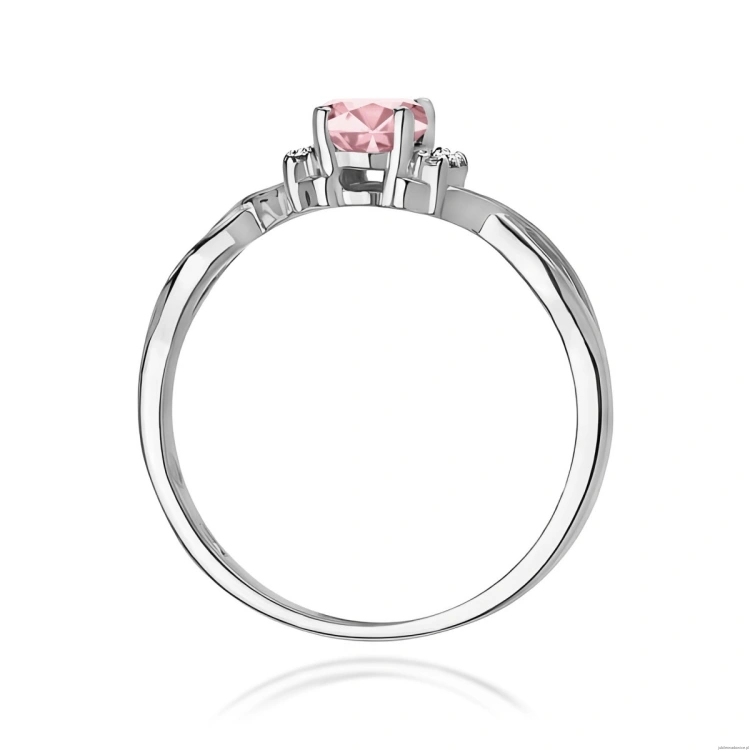 Pierścionek W0019 Diament Laboratoryjny różowy 0,50ct białe złoto 375