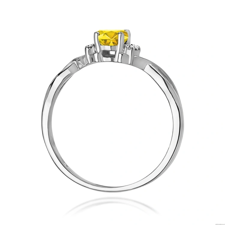 Pierścionek W0019 Diament Laboratoryjny żółty 0,50ct białe złoto 375