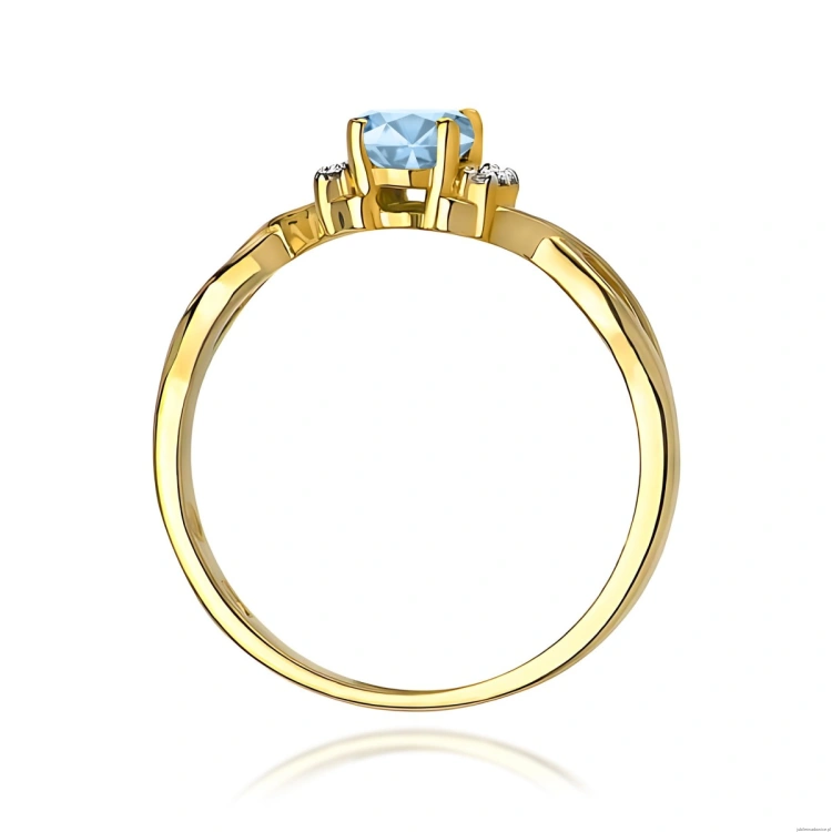 Pierścionek W0019 Diament Laboratoryjny niebieski 0,50ct żółte złoto 375