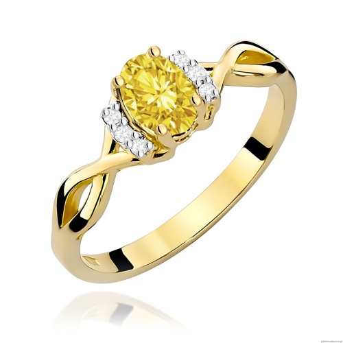 Pierścionek W0019 Diament Laboratoryjny żółty 0,50ct żółte złoto 375