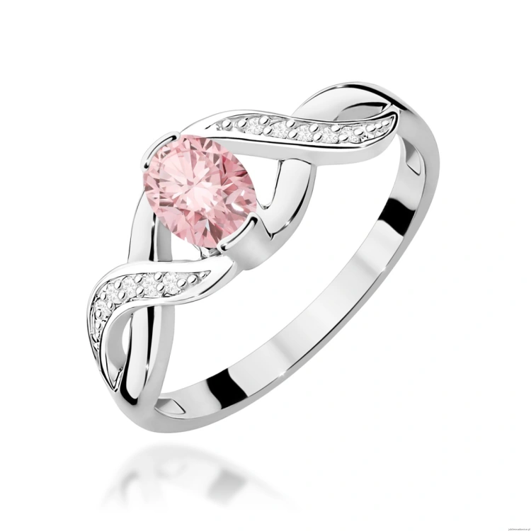 Pierścionek W0028 Diament Laboratoryjny różowy 0,50ct białe złoto 375