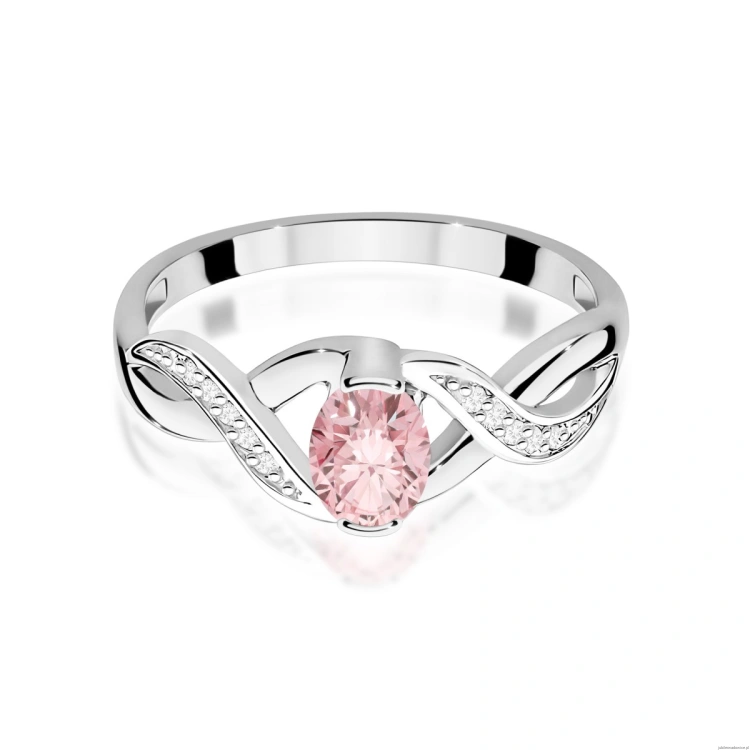 Pierścionek W0028 Diament Laboratoryjny różowy 0,50ct białe złoto 375