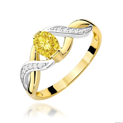 Pierścionek W0028 Diament Laboratoryjny żółty 0,50ct żółte złoto 375