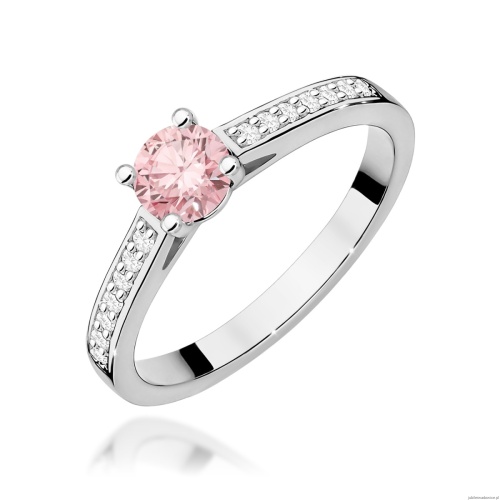 Pierścionek W0052 Diament Laboratoryjny różowy 0,50ct białe złoto 375