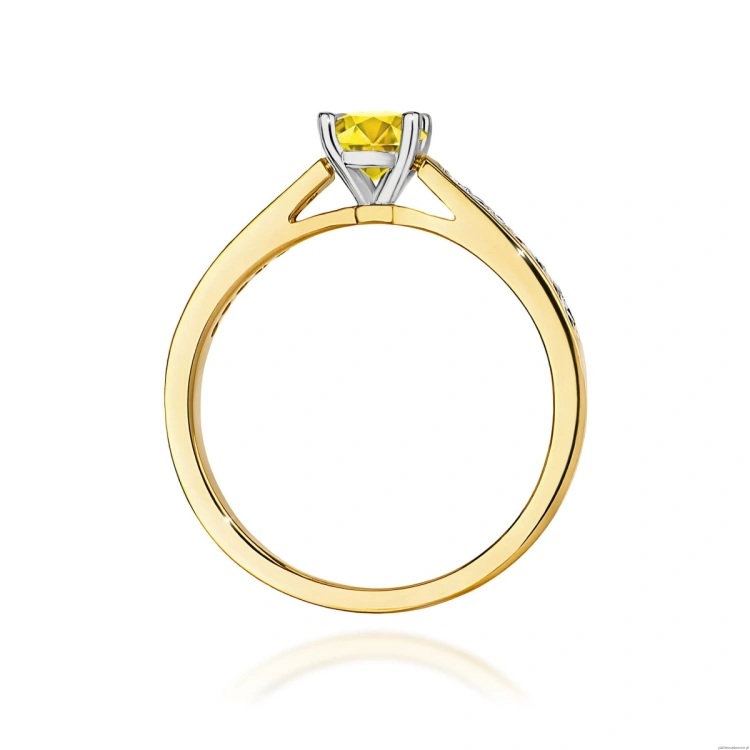 Pierścionek W0052 Diament Laboratoryjny żółty 0,50ct  żółte złoto 375