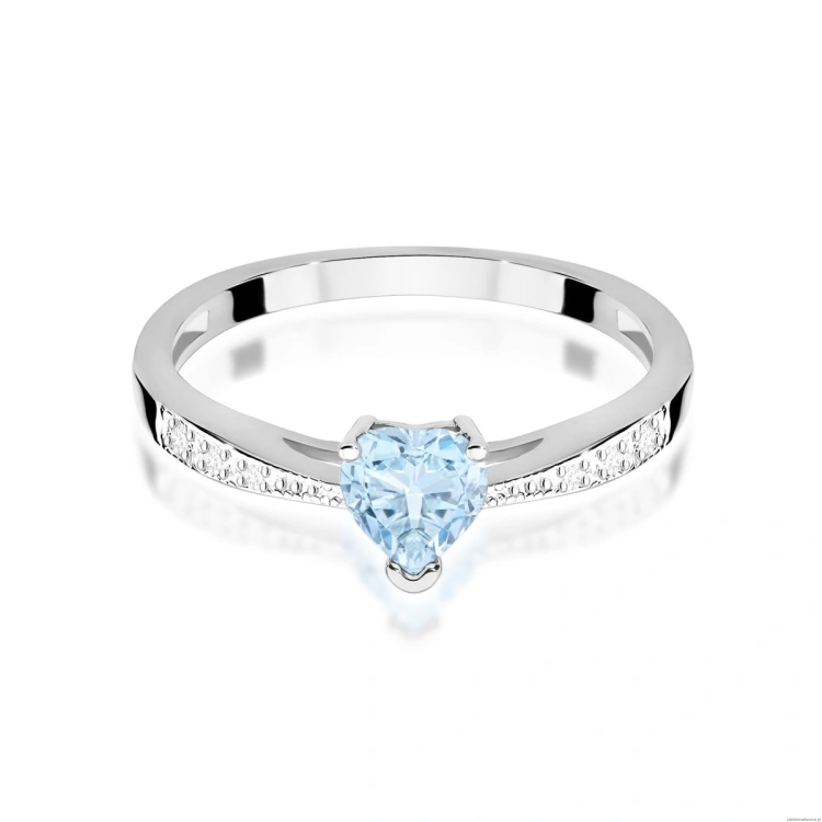 Pierścionek W0065 Diament Laboratoryjny niebieski 0,50ct białe złoto 375