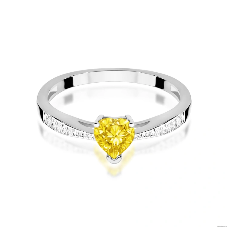 Pierścionek W0065 Diament Laboratoryjny żółty 0,50ct białe złoto 375