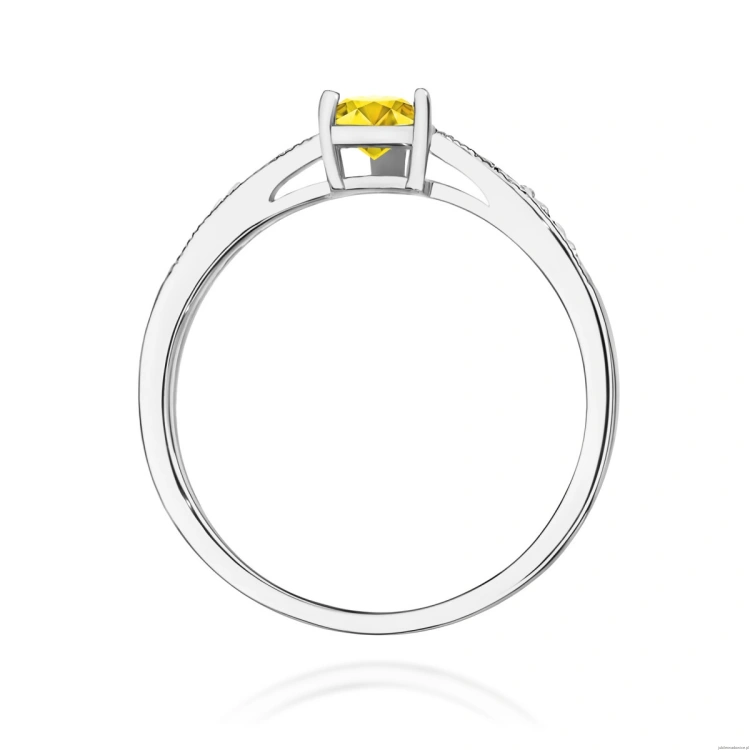 Pierścionek W0065 Diament Laboratoryjny żółty 0,50ct białe złoto 375