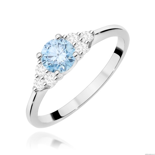 Pierścionek W0451 Diament Laboratoryjny niebieski 0,50ct białe złoto 375