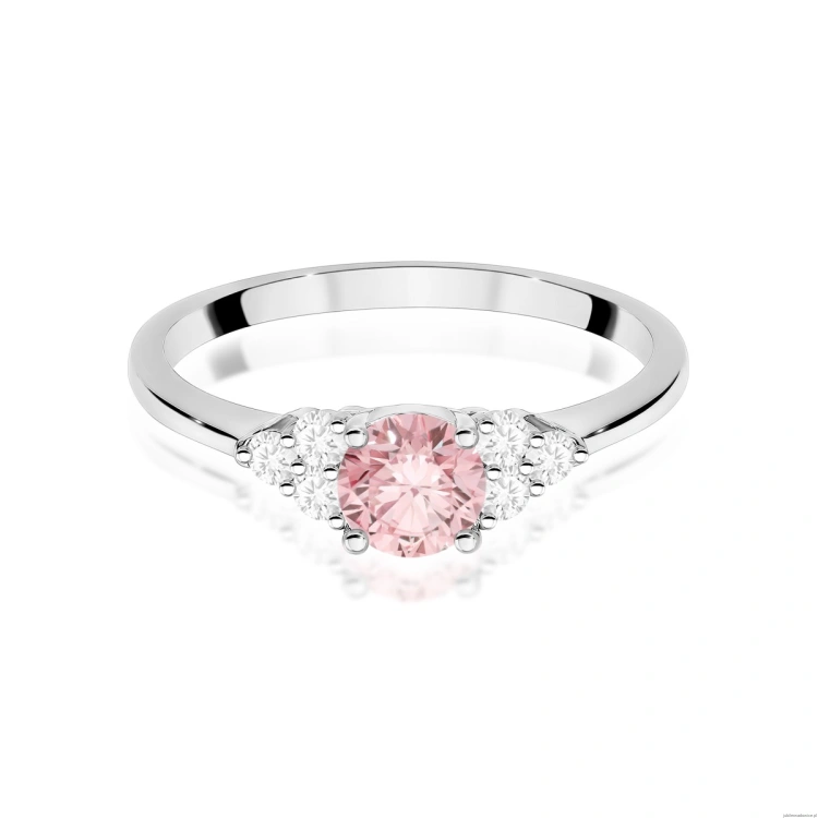 Pierścionek W0451 Diament Laboratoryjny różowy 0,50ct białe złoto 375