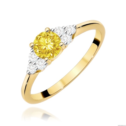 Pierścionek W0451 Diament Laboratoryjny żółty 0,50ct żółte złoto 375