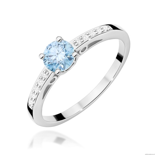 Pierścionek W0066 Diament Laboratoryjny niebieski 0,50ct białe złoto