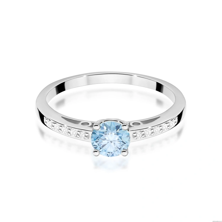 Pierścionek W0066 Diament Laboratoryjny niebieski 0,50ct białe złoto