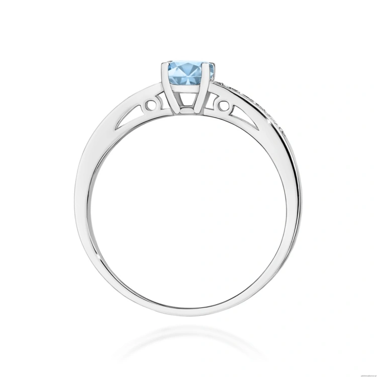Pierścionek W0066 Diament Laboratoryjny niebieski 0,50ct białe złoto
