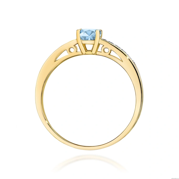 Pierścionek W0066 Diament Laboratoryjny niebieski 0,50ct żółte złoto
