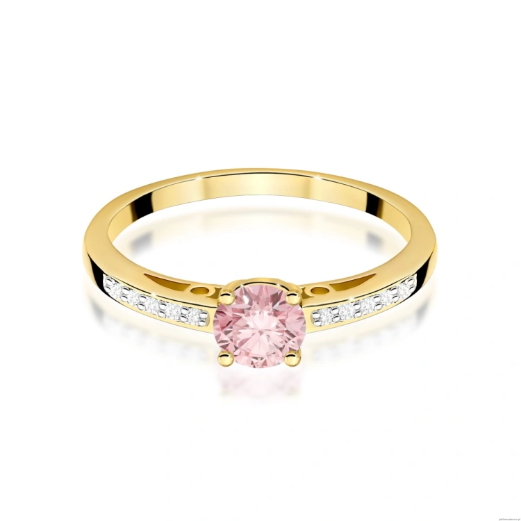 Pierścionek W0066 Diament Laboratoryjny różowy 0,50ct żółte złoto