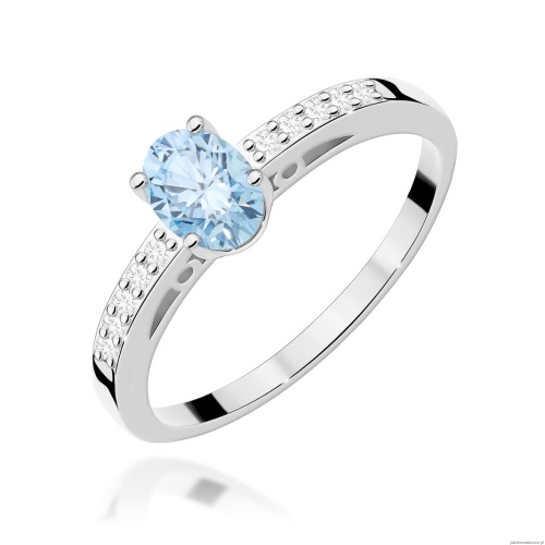 Pierścionek W0067 Diament Laboratoryjny niebieski 0,50ct białe złoto