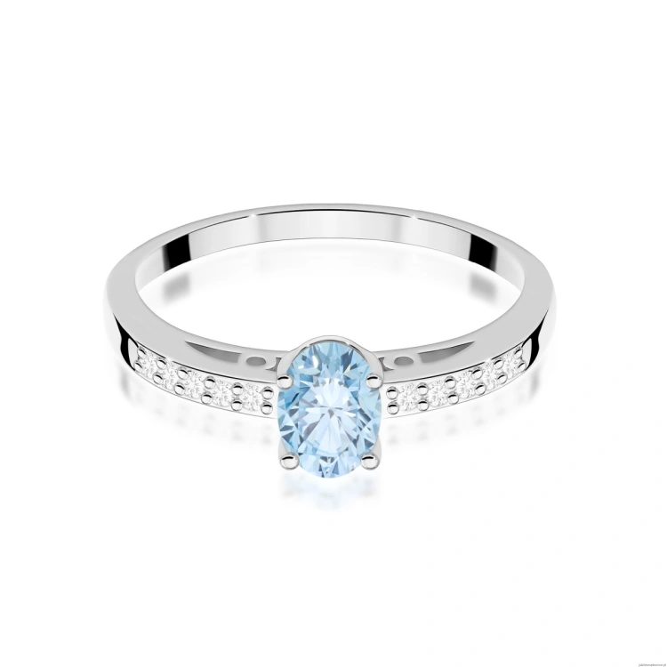 Pierścionek W0067 Diament Laboratoryjny niebieski 0,50ct białe złoto