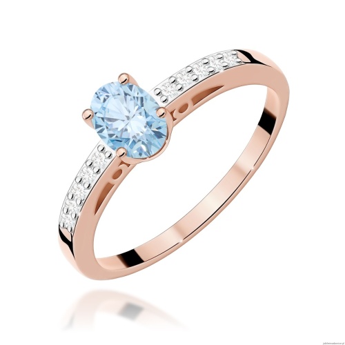 Pierścionek W0067 Diament Laboratoryjny niebieski 0,50ct różowe złoto
