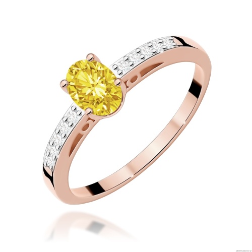 Pierścionek W0067 Diament Laboratoryjny żółty 0,50ct różowe złoto