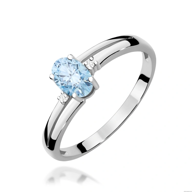 Pierścionek W0068 Diament Laboratoryjny niebieski 0,50ct białe złoto