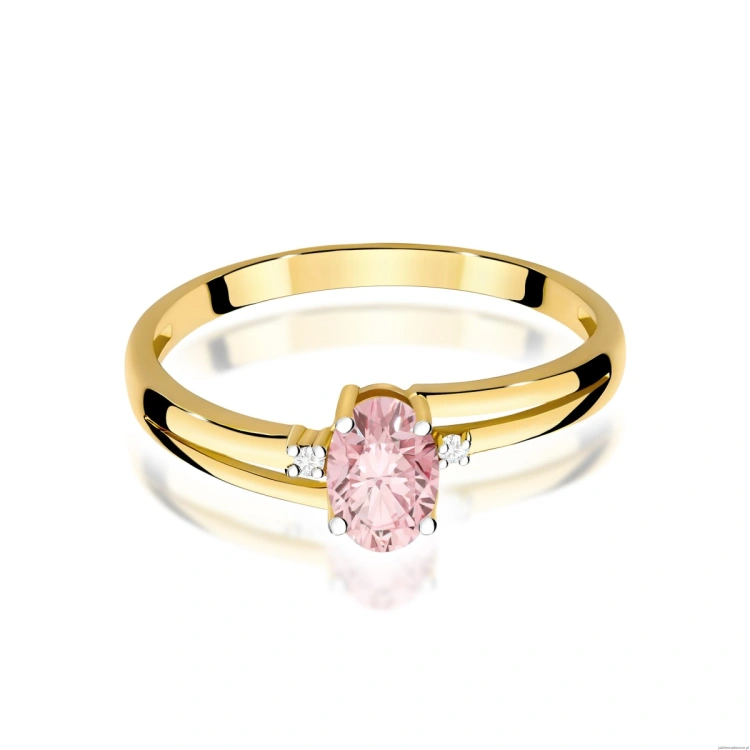 Pierścionek W0068 Diament Laboratoryjny różowy 0,50ct żółte złoto