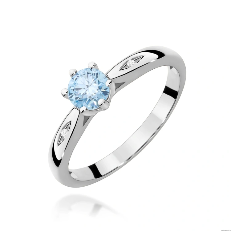 Pierścionek W0074 Diament Laboratoryjny niebieski 0,50ct białe złoto