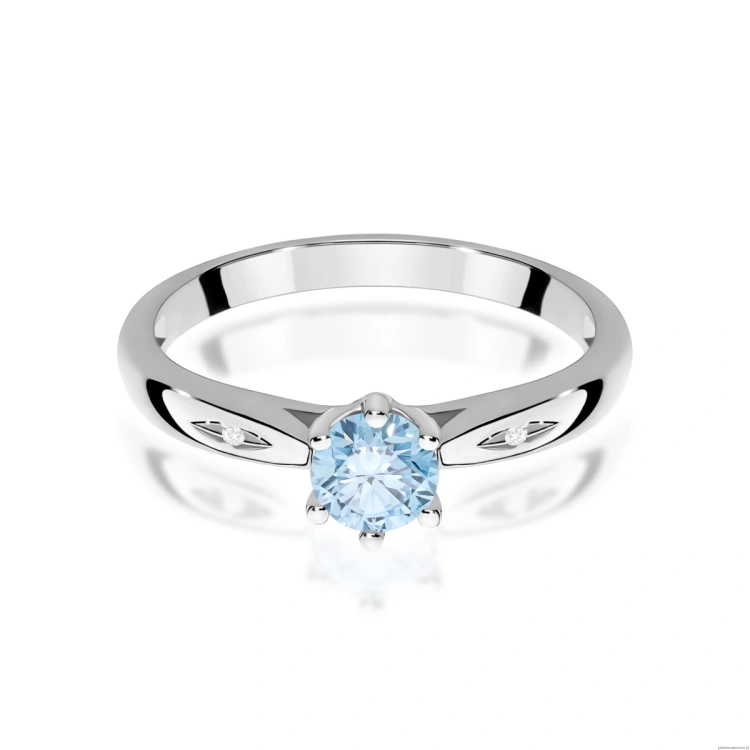 Pierścionek W0074 Diament Laboratoryjny niebieski 0,50ct białe złoto