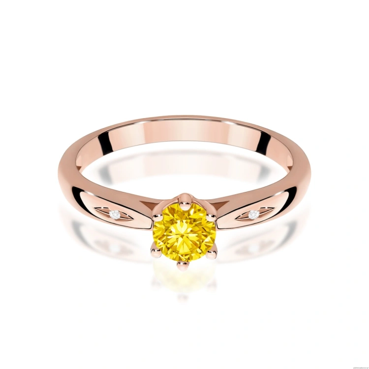 Pierścionek W0074 Diament Laboratoryjny żółty 0,50ct różowe złoto