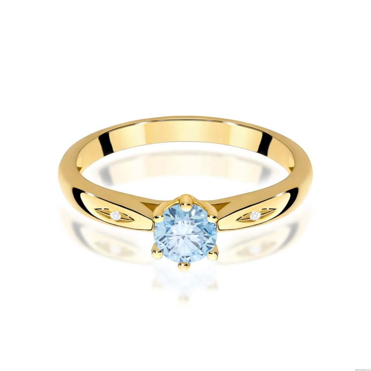 Pierścionek W0074 Diament Laboratoryjny niebieski 0,50ct żółte złoto