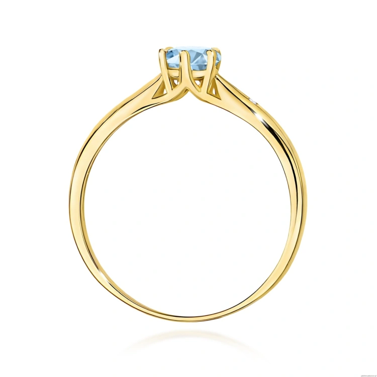 Pierścionek W0074 Diament Laboratoryjny niebieski 0,50ct żółte złoto