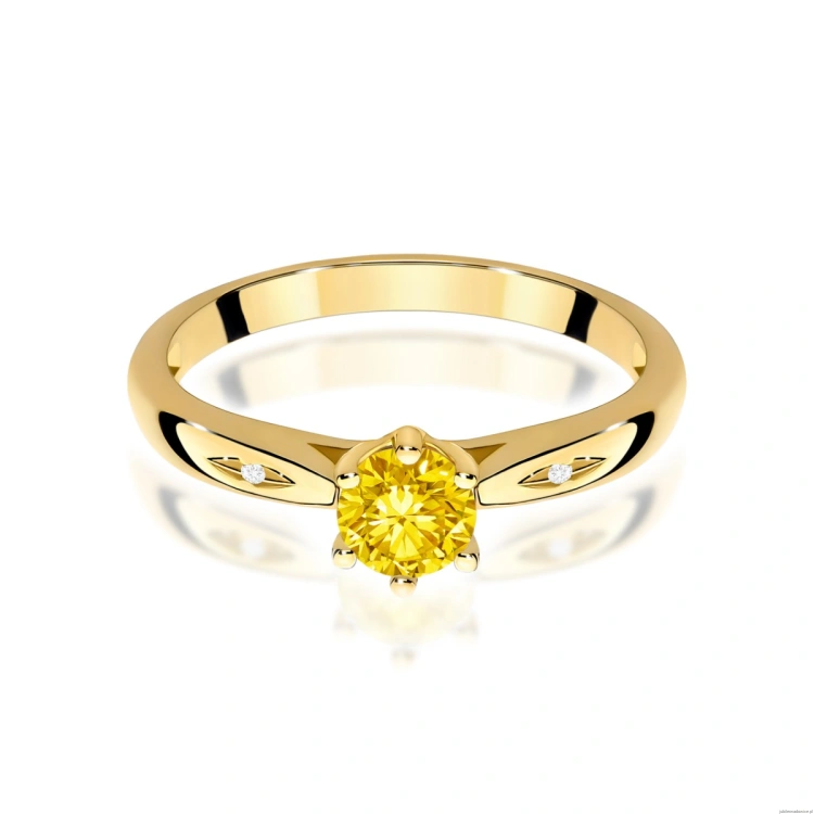 Pierścionek W0074 Diament Laboratoryjny żółty 0,50ct żółte złoto