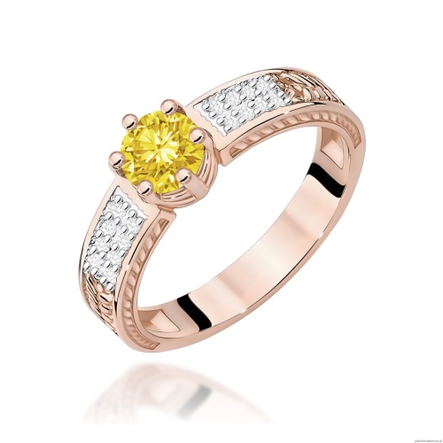 Pierścionek W0075 Diament Laboratoryjny żółty 0,50ct różowe złoto